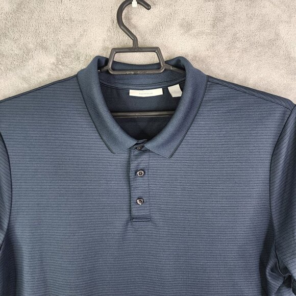 Mens Navy Blue Perry Ellis Portfolio Polo Shirt Short Sleeve Ribbed Knit Size XL - Picture 4 of 11